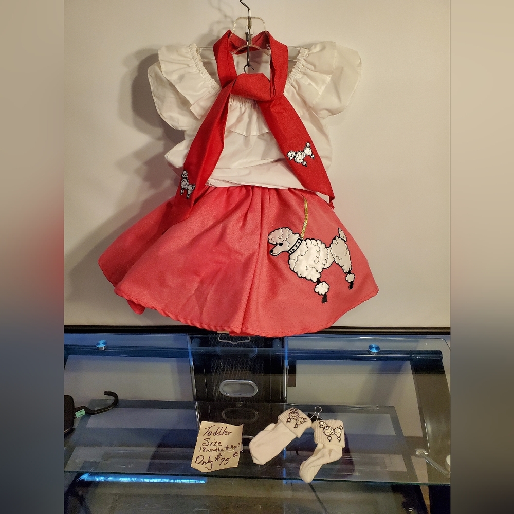 Red Poodle Skirt and Top Set for Kids